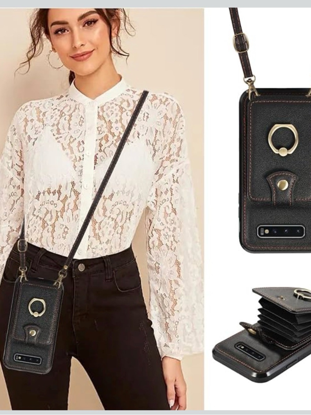 Sale‼️  Crossbody Phone Wallet with Gold Ring Holder Samsung (S) 1